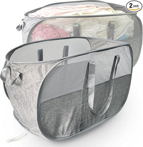 100L Collapsible Laundry Baskets 2 Pack, Extra Large Mesh Pop Up Laundry Hamper by NairSnow