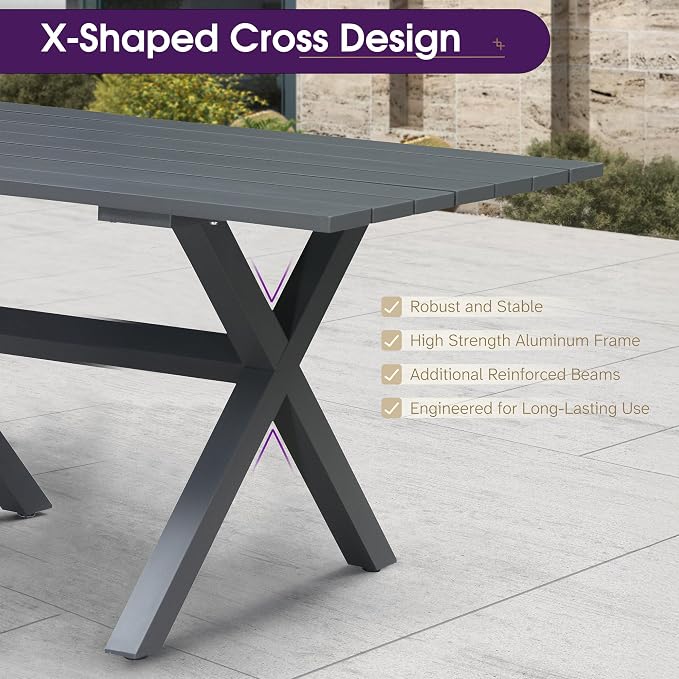 PURPLE LEAF 16 Pieces Patio Dining Set Wicker Outdoor Furniture Rectangular - Image 6