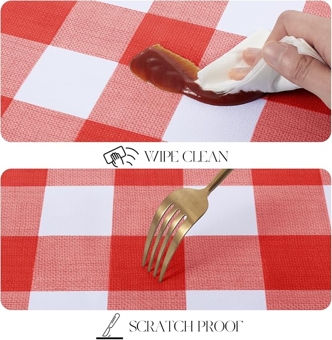 MOSAYT Rectangle Vinyl Tablecloth, 100% Waterproof Buffalo Gingham Plastic - Image 5