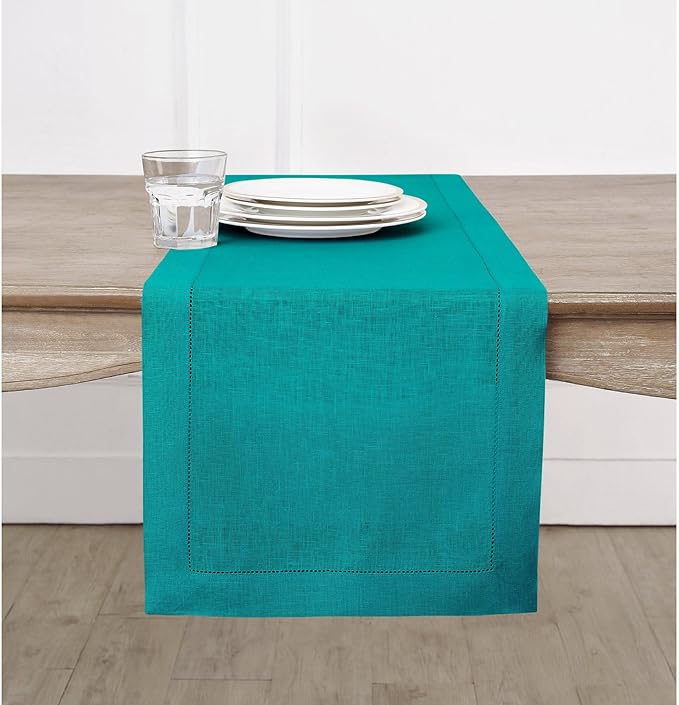 Solino Home Linen Teal Table Runner 72 Inches Long by SolinoHome