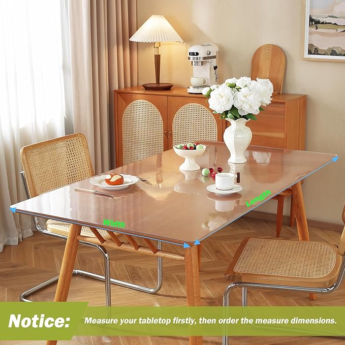 Frosted Clear Table Protector 23.6 x 55 Inch, 1.5mm Thick Plastic Table Cover - Image 3
