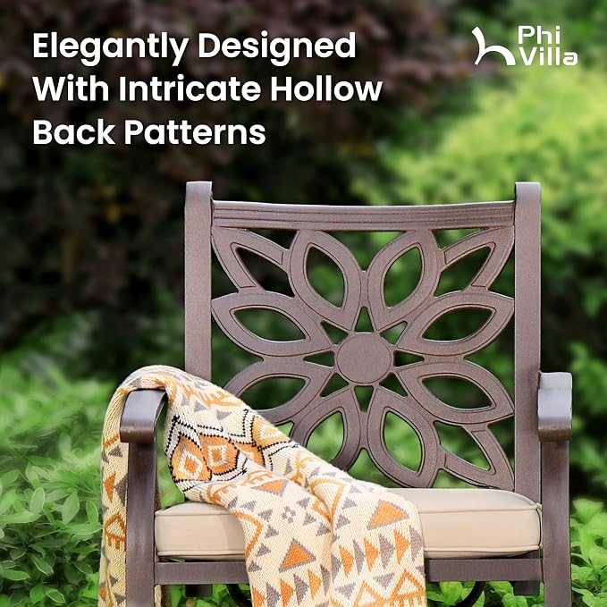 PHI VILLA Cast Aluminum Patio Dining Set - Image 4