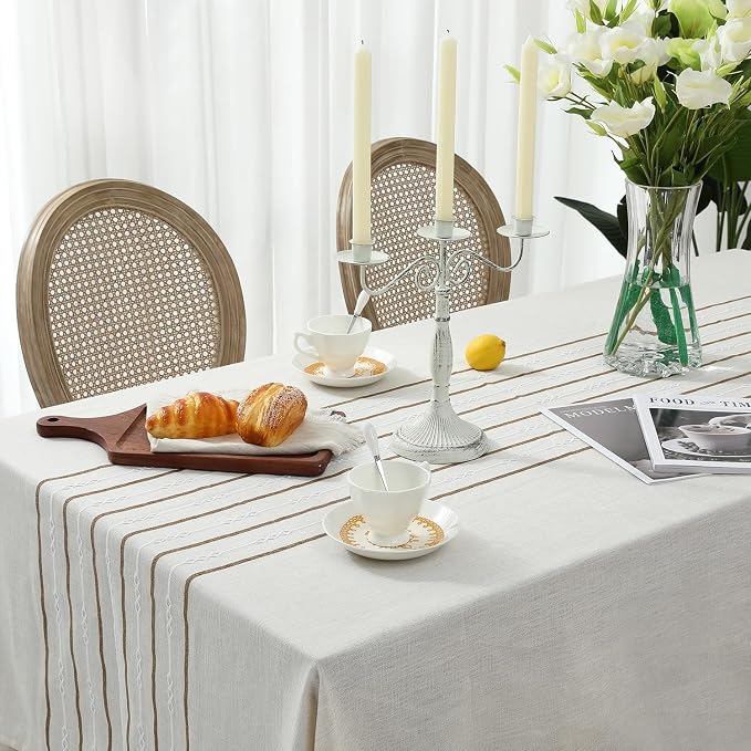 Chassic 60 x 60 inches Farmhouse Style Linen tablecloths, Wrinkle Resistant - Image 4
