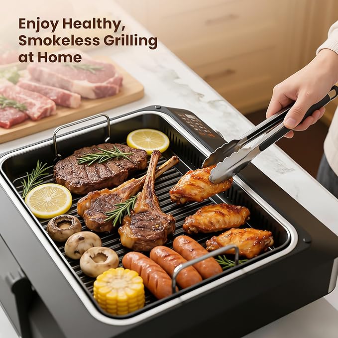 Kismile 2-in-1 Griddle and Indoor Grill, Electric Smokeless Grill - Image 7