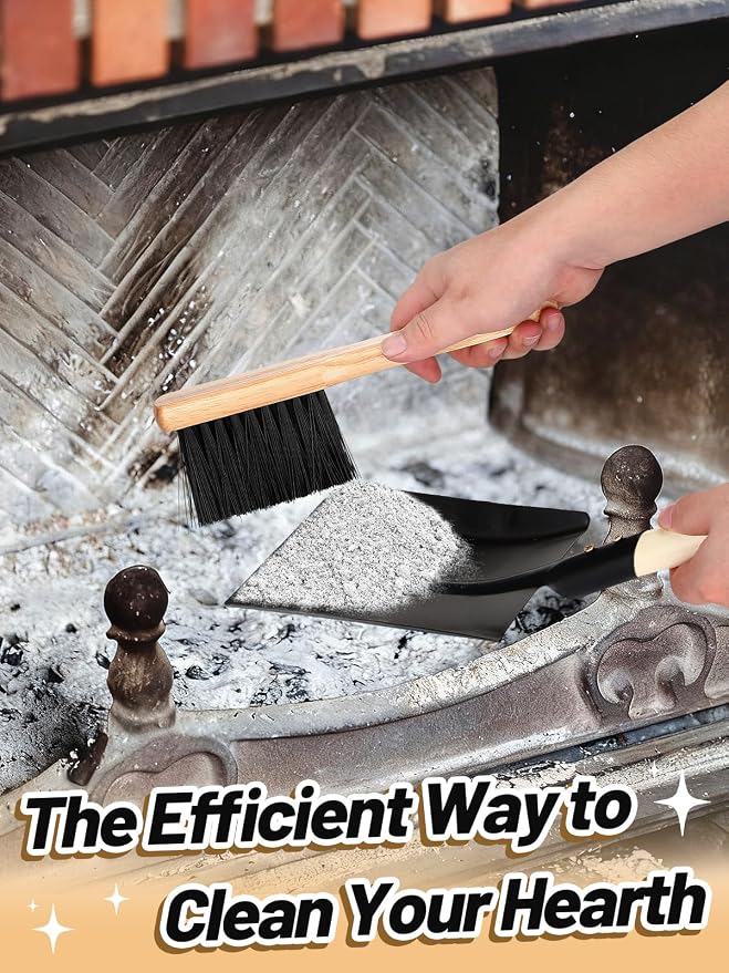Fireplace Ash Shovel and Brush Set- Upgraded Metal Coal Shovel and Hearth Brush - Image 4