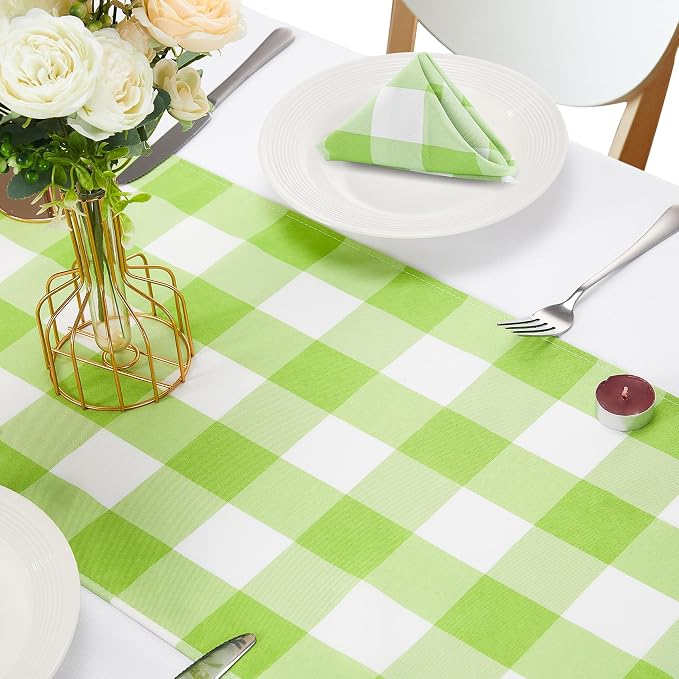 Fabric Checkered Table Runner 6 Pack Waterproof Gingham Table Runner 14W x 108L - Image 5