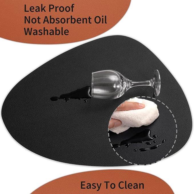 Myir JUN Placemats, Dual-Sided Placemats Waterproof Faux Leather Placemats Set - Image 3