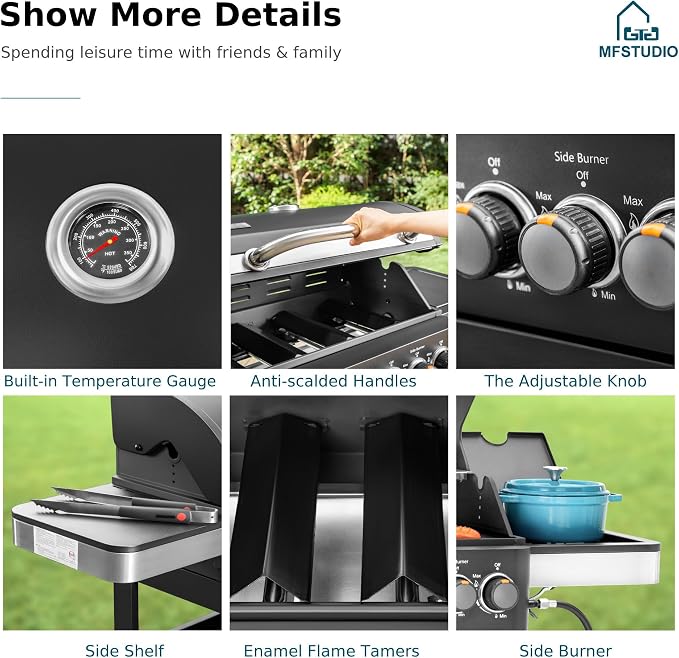 MFSTUDIO 4 Burners Propane Gas Grill and Griddle Combo - Image 8