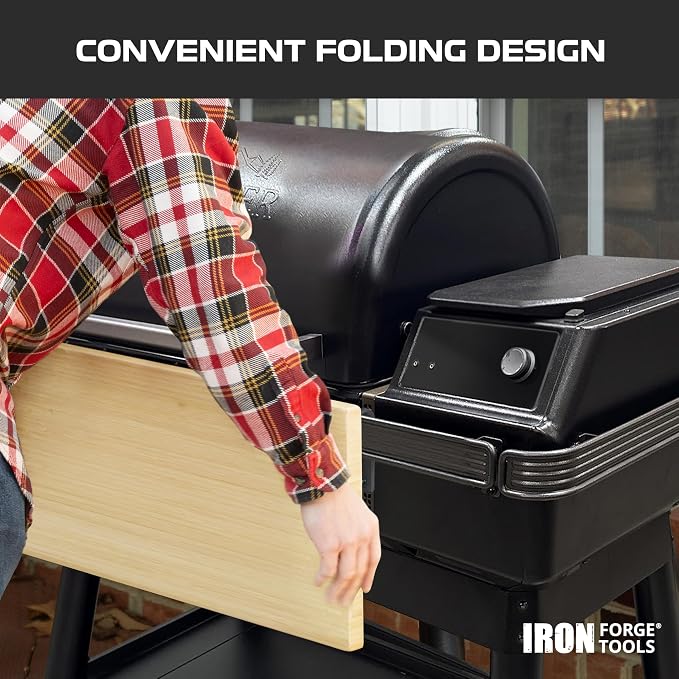 Iron Forge Tools 24x12 Wood Folding Grill Shelf Accessory - Image 5