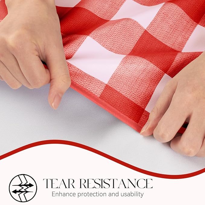 MOSAYT Rectangle Vinyl Tablecloth, 100% Waterproof Buffalo Gingham Plastic - Image 4