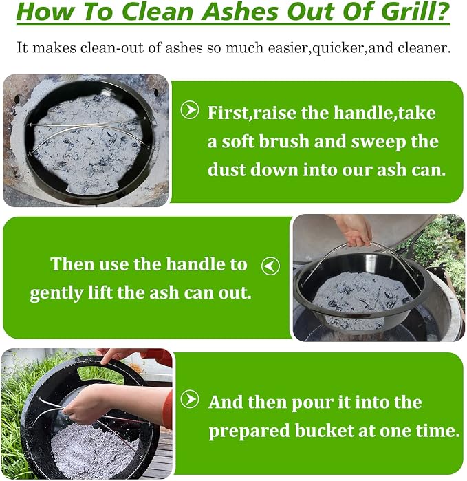 KAMaster Ash Can with Handle Compatible with XL Big Green Egg, Charcoal Ash - Image 7