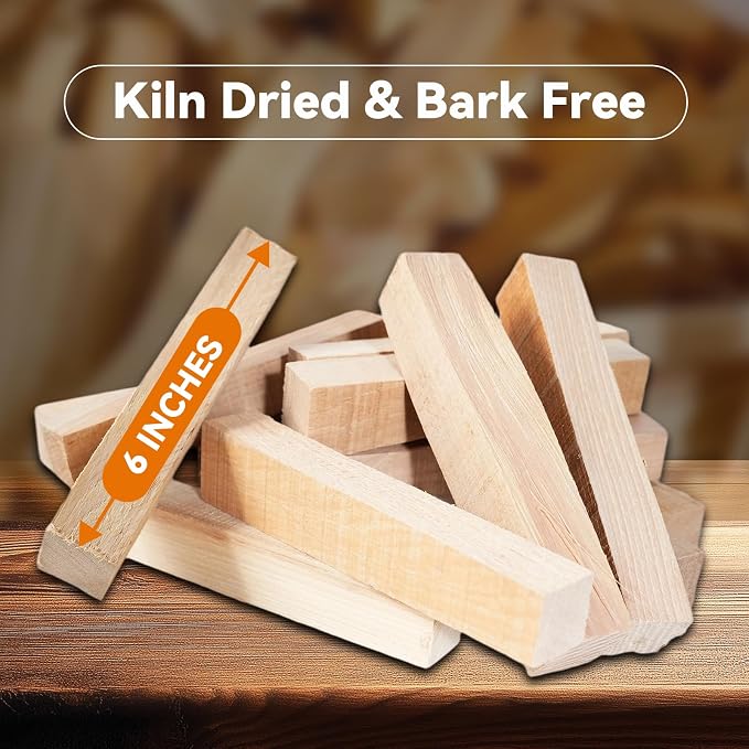Hickory Pizza Oven Wood 6 Inch, 15 lbs Box – Kiln Dried & Bark-Free Firewood - Image 3