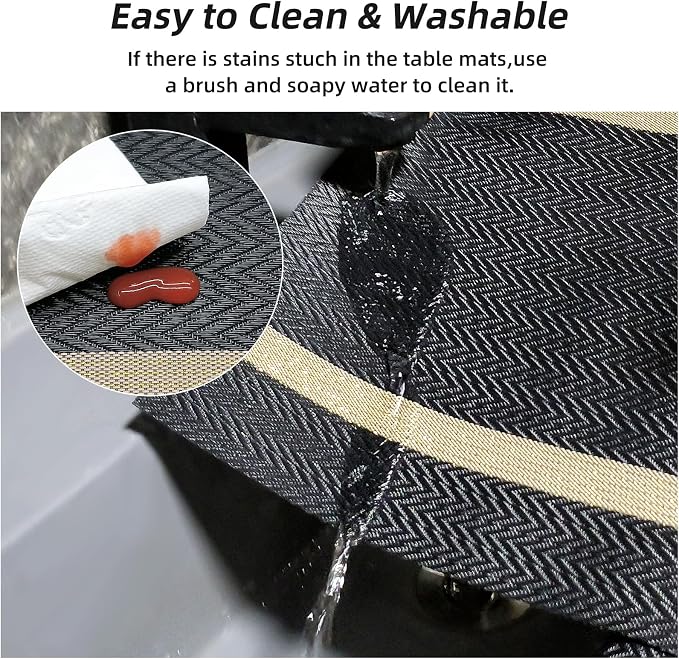 Luxurious Placemats Set of 8, Vinyl Table Place Mats Stain Resistant Foldable - Image 3