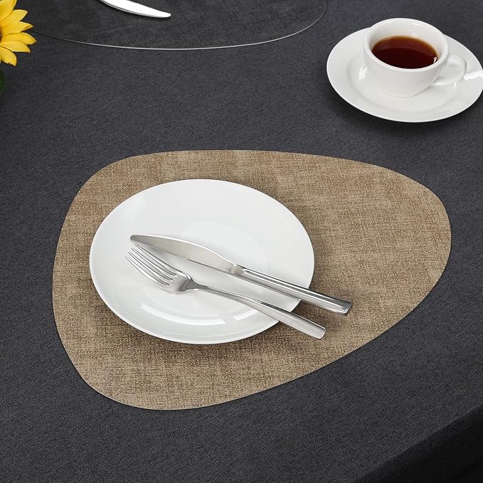 Placemats and Coasters, Washable Reversible Placemats Round Faux Leather - Image 8