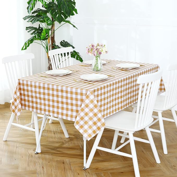 Romanstile Rectangle Vinyl Tablecloth, 100% Waterproof Buffalo Gingham Plastic - Image 3