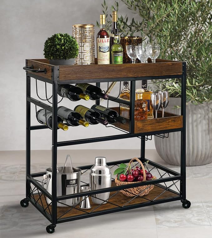 Bar Cart Industrial Mobile Kitchen Serving Carts - Image 8