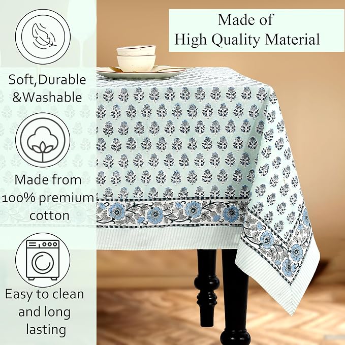 CPC Tablecloth 100% Cotton 70x118 Inch Indian Block Print Rectangle Table Cover - Image 7
