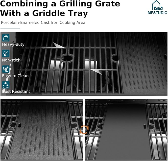 MFSTUDIO 4 Burners Propane Gas Grill and Griddle Combo - Image 2