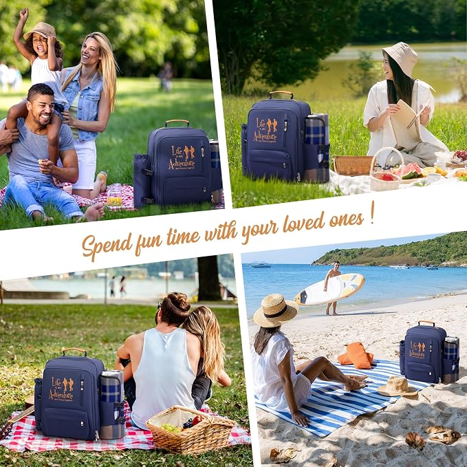 24L Insulated Picnic Basket Leak Proof Picnic Backpack - Image 6