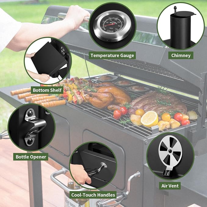 Kenadne Charcoal Grill Outdoor BBQ Grill, Extra Large Cooking Area 794 Square - Image 2