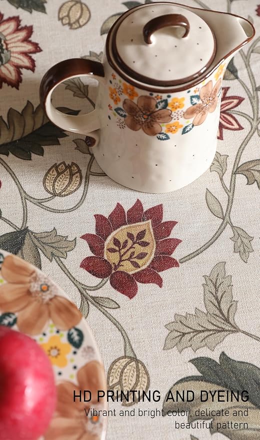 ISAENNE Designer Provence Floral Round Tablecloth, Linen Colorful Washable - Image 3
