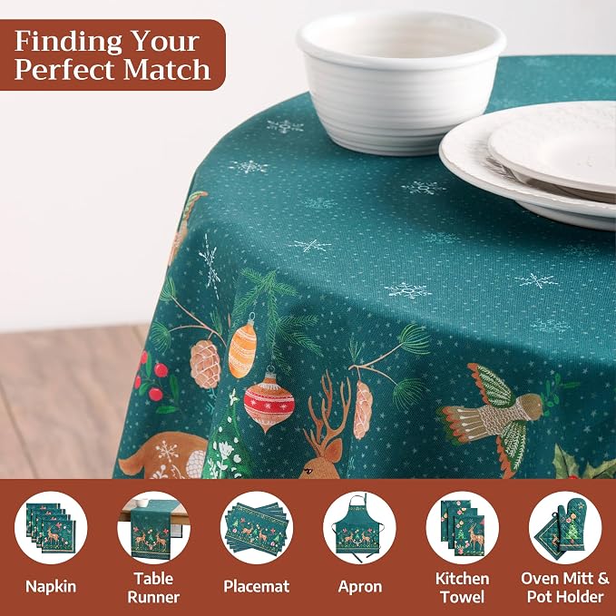 Maison d' Hermine Table Cloth Round Table 100% Cotton 69 Inches Fall Tablecloth - Image 4