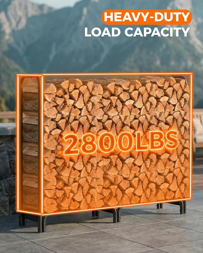 5ft Firewood Log Rack with Cover Outdoor, Heavy Duty Indoor Outdoor Firewood - Image 8