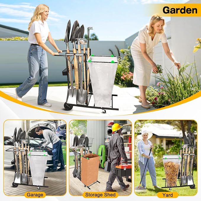 CAROD Mobile Trash Bag Holder and Tools Organizer Cart 2-in-1, Metal Cleaning - Image 6
