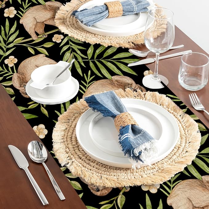 Funny Cute Sloth Flower Table Runner Dresser Scarves Seasonal Linen Tablerunner - Image 5