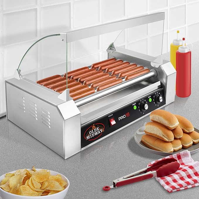 Olde Midway Electric 18 Hot Dog 7 Roller Grill Cooker Machine - Image 7