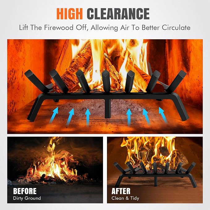 Fireplace Grates with Ember Retainer- 21 Inch Fireplace Log Grate Heavy Duty - Image 7