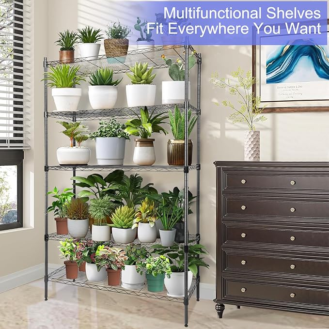 Whitmor 5 Tier Shelving Unit, Metal Storage Shelves, Heavy Duty - Image 5