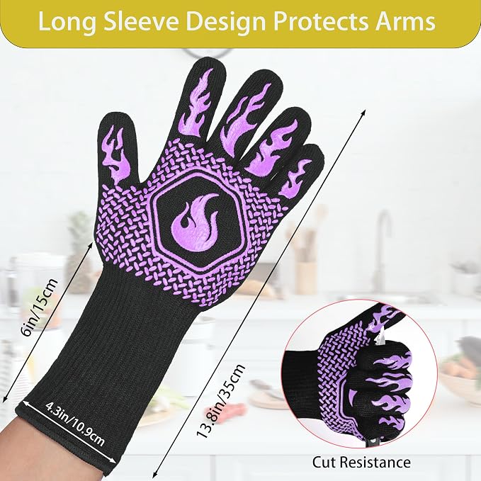 BBQ Fireproof Gloves, Grill Cut-Resistant Gloves 1472°F Heat Resistant Gloves - Image 2