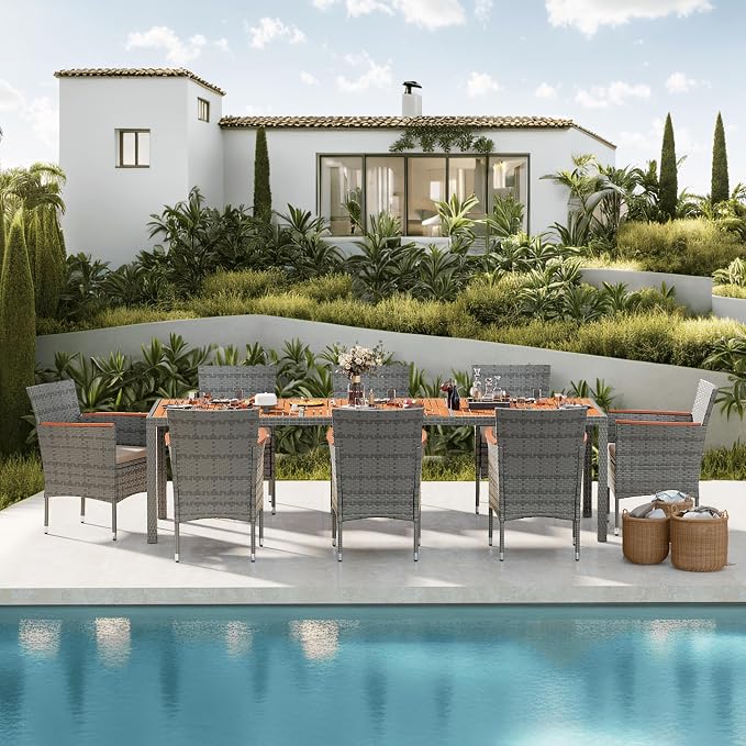 Devoko Outdoor Patio Dining Sets 9 Pieces Wicker Outdoor Dining Table and - Image 4