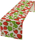 Spring Strawberry Table Runner, Floral Strawberries Flowers Leaf Season by Unknown