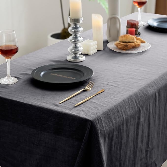 EVERLY 100% Pure Linen Rectangle Tablecloths 60x84Inches - Image 3