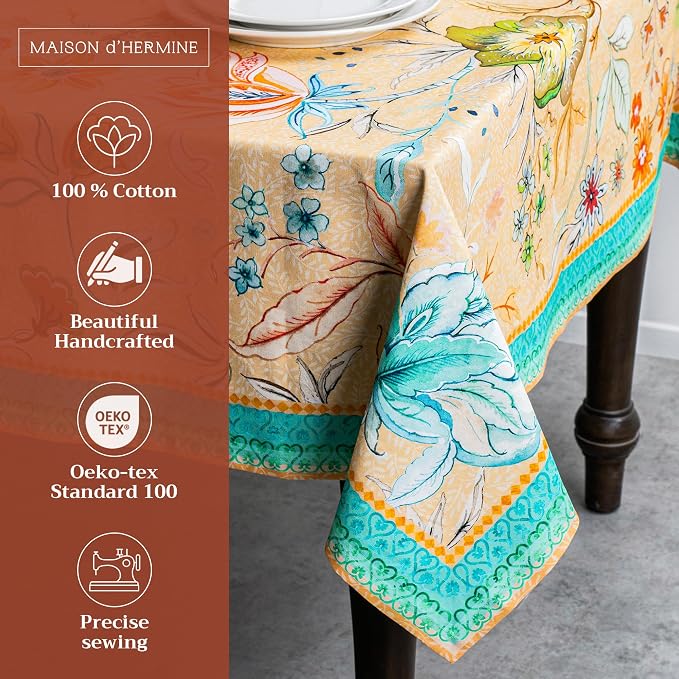 Maison d' Hermine Table Cloth Square Table 100% Cotton 54 x 54 Inches - Image 2