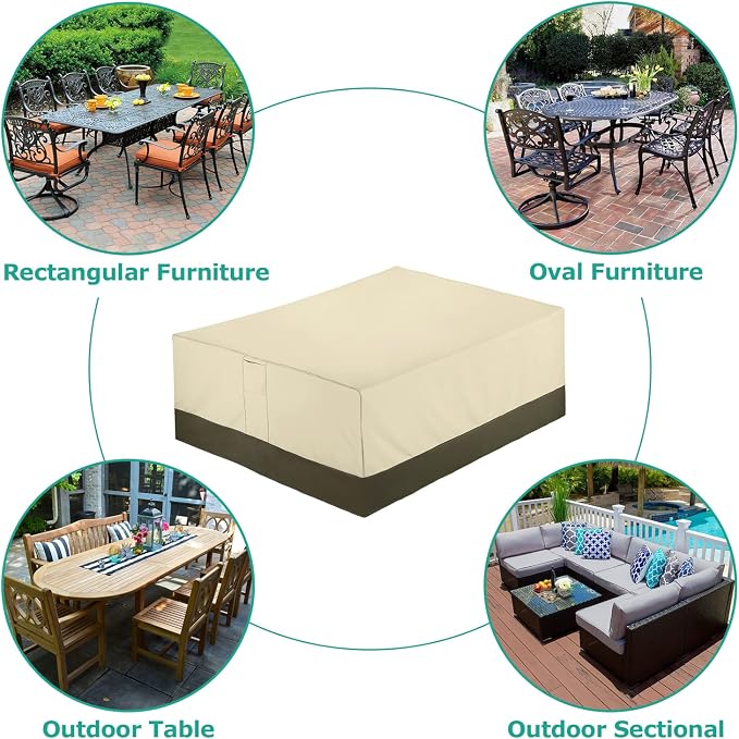 SunPatio Patio Furniture Covers, 600D Waterproof Rectangular/Oval Dining Table - Image 8
