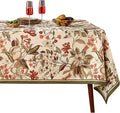 ISAENNE Designer Bohemian Linen Small Square Table Cloth, Colorful Floral by Isaennehomedecoration