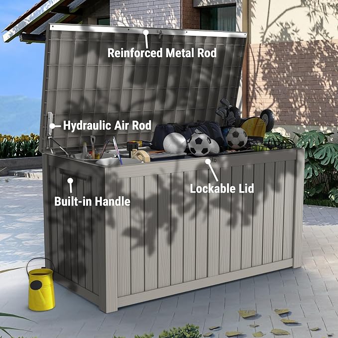 Mars Villa 180 Gallon Outdoor Storage Box Waterproof, Extra Large Resin Deck Box - Image 6