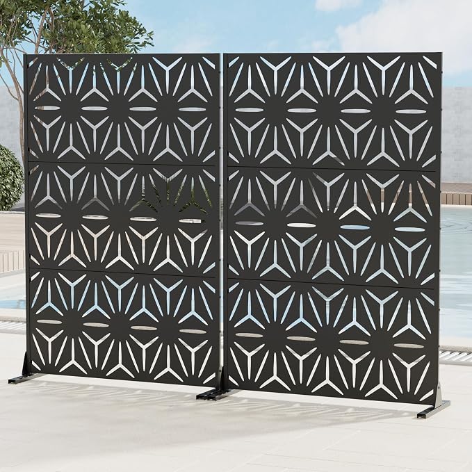 Casaphoria 72" H x 45" W Metal Privacy Screen, 2 Pack Outdoor Freestanding - Image 3