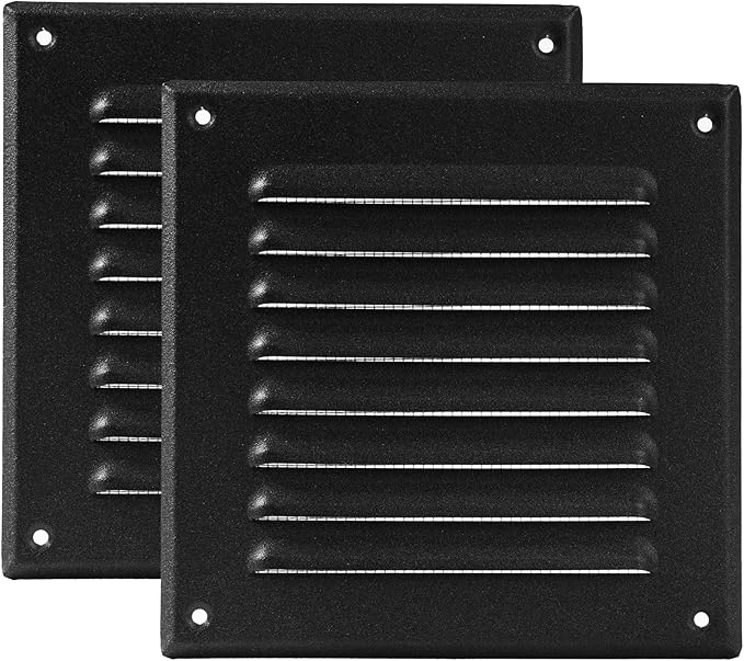 Vent Systems - 5 x 5 Inch Pack of 2 Black Metal Square Soffit Air Vent Grille by VentSystems