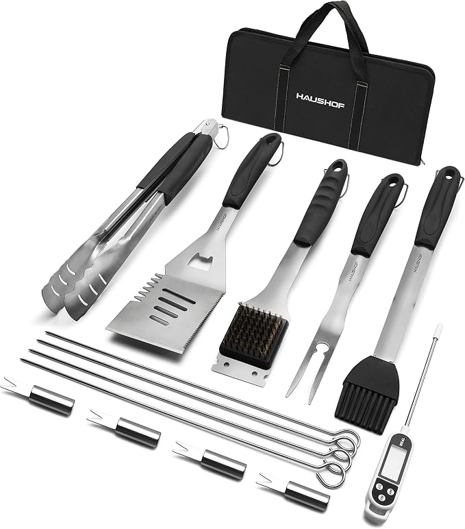 HAUSHOF Large Grilling Accessories, BBQ Grill Set, Heavy Duty Stainless Steel by HAUSHOF