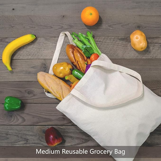 TOPDesign 12-Pack Economical 16"x15" Cotton Tote Bags, Lightweight Medium - Image 4