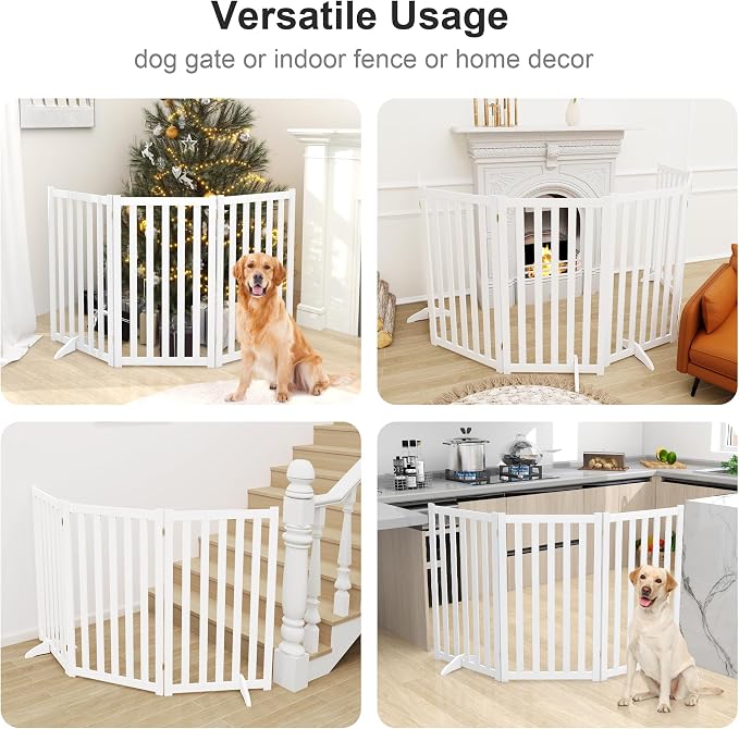 36" Height Extra Tall Freestanding Pet Gate, Solid Wood Folding Safety Fence - Image 4