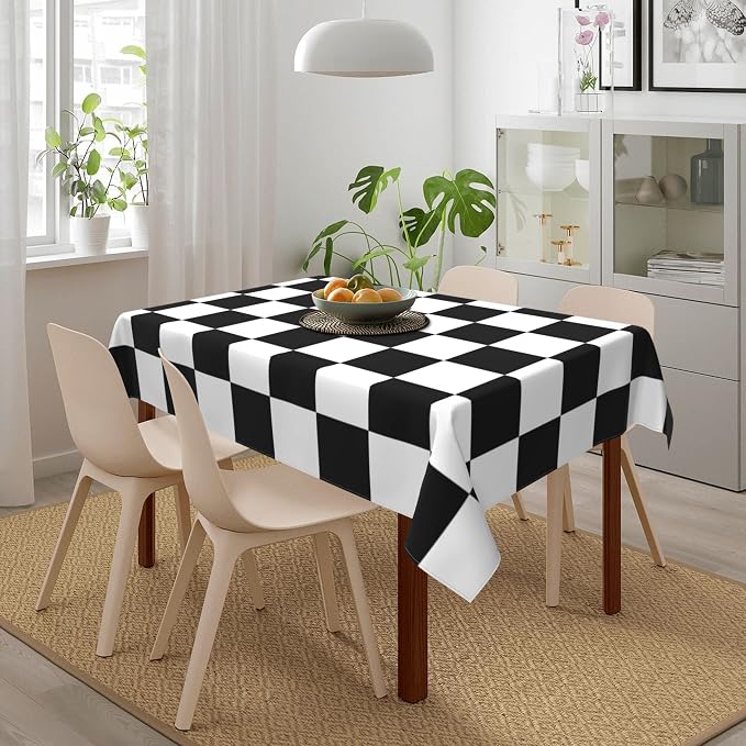 Worltoldb Checkered Polyester Tablecloth, Water Resistant, All-Season - Image 6