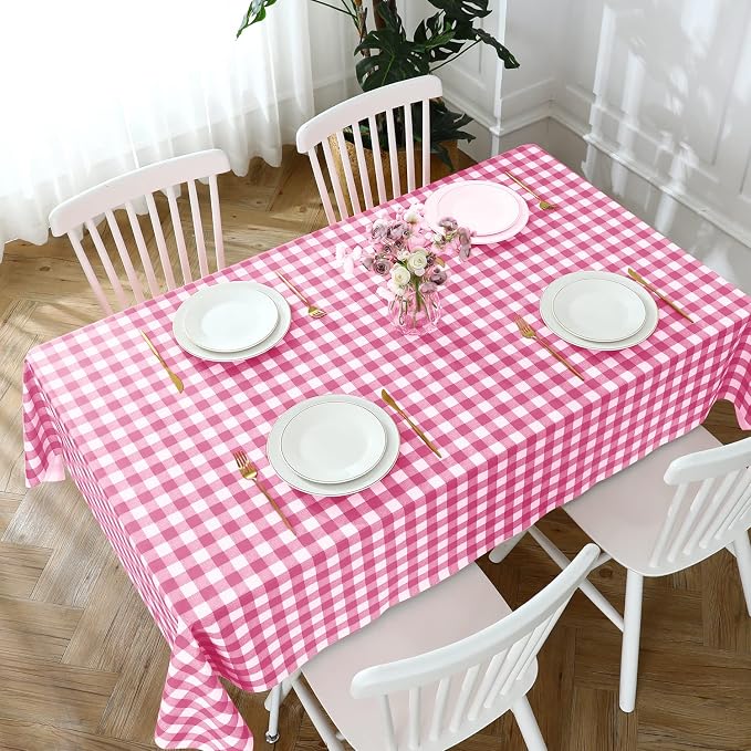 Romanstile Rectangle Vinyl Tablecloth, 100% Waterproof Buffalo Gingham Plastic - Image 5