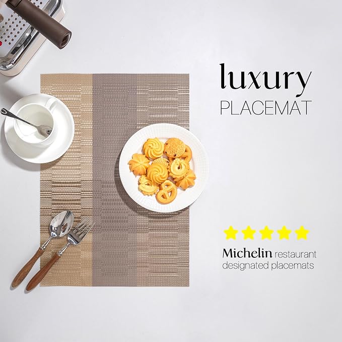LEXMORE Placemats Set of 8 Vinyl/Plastic Woven Place Mats - Image 2