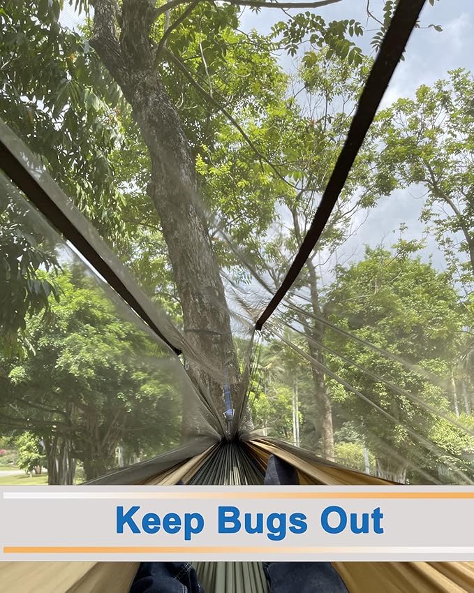 Camping Hammock with Rain Fly and Bug Net, Single and Double Size