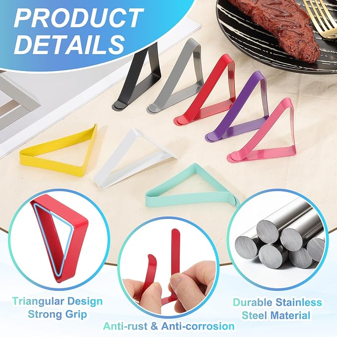 uxcell 4 Pack Tablecloth Clips, Stainless Steel Table Cloth Cover Clamps - Image 3
